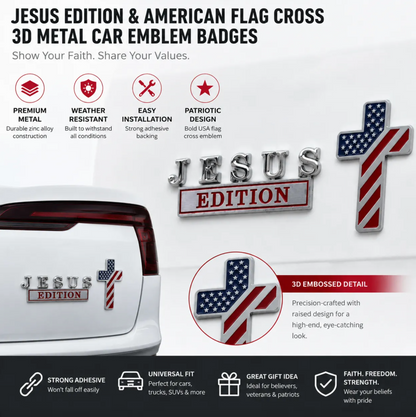 Blessed Jesus Edition Cross Car Emblem Metal Badge